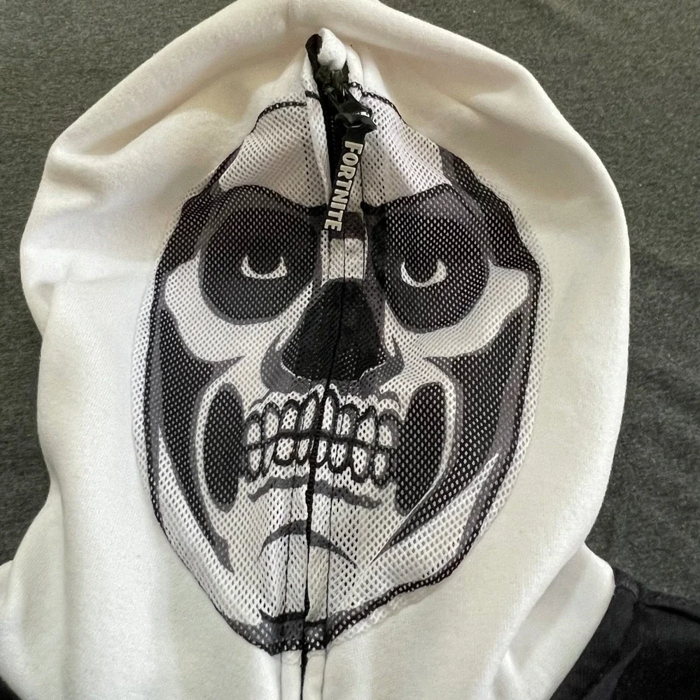 Fortnite Skull Trooper Hoodie Boys L Black Skeleton Full Zip Mesh Mask 2019‎
